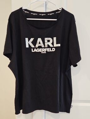 NWOT Karl Lagerfeld Black Tee with Sparkle Logo